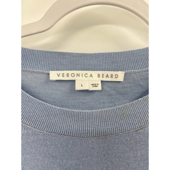 Veronica Beard Adler Mixed Media Merino Wool Long Sleeve Striped Crew Sweater L - Picture 5 of 7